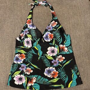 Old Navy Floral Halter Bikini Top - Black and Multicolor